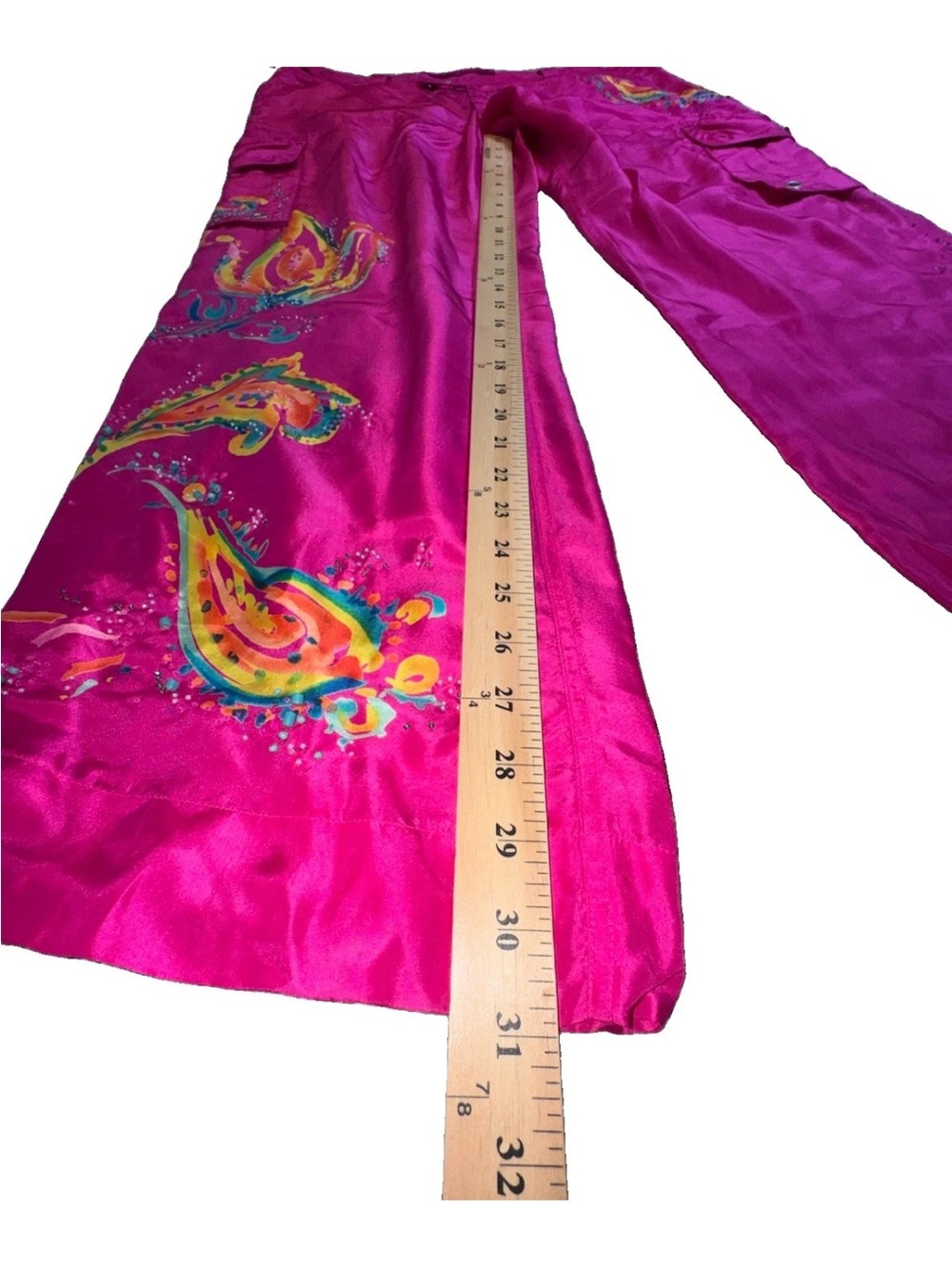 Ralph Lauren Bali Brits Collection Silk Beaded Cargo Pants Pink Sz 12 NWT $498 - Picture 15 of 16